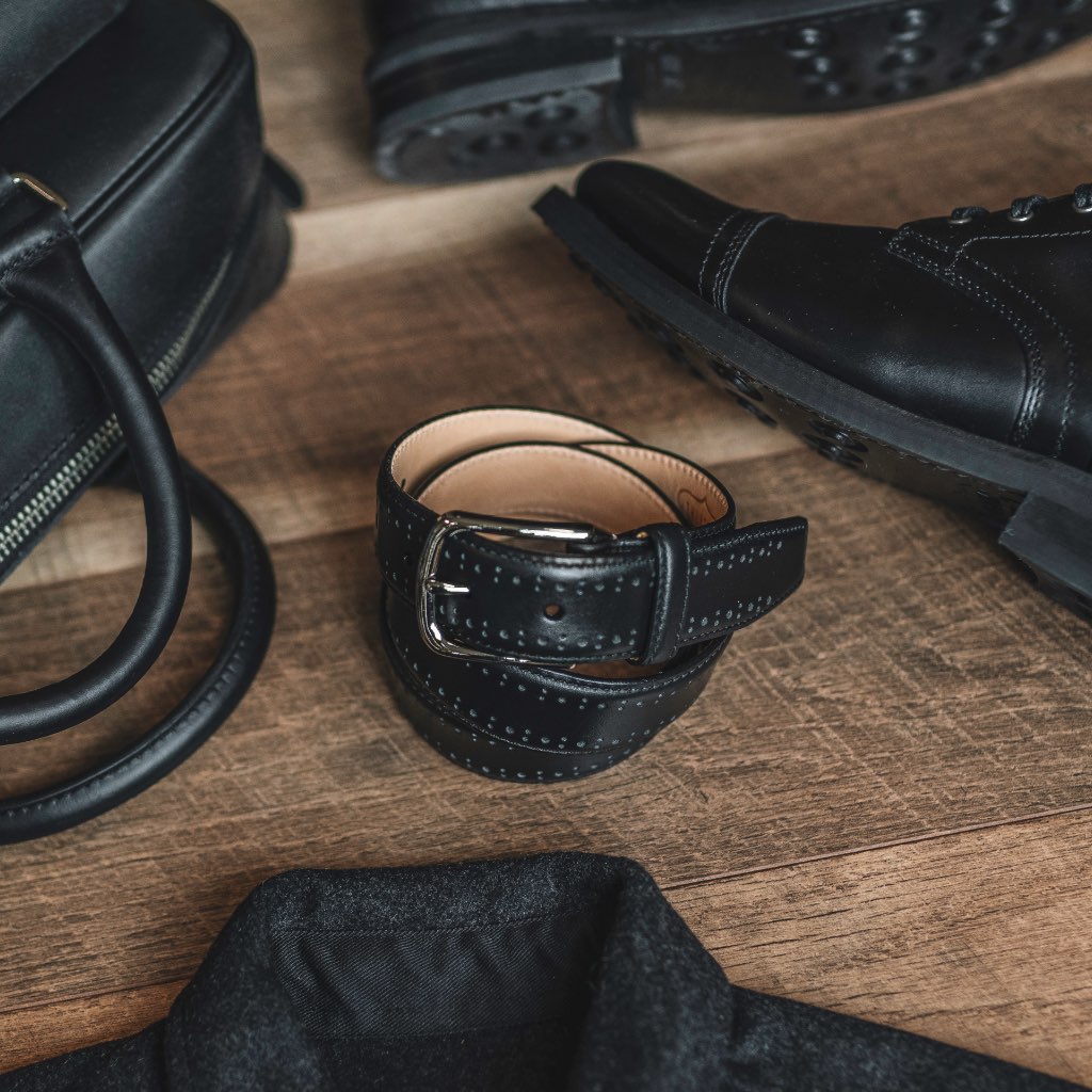 Thursday Brogue Leather Men's Belts Black | AU311FDN