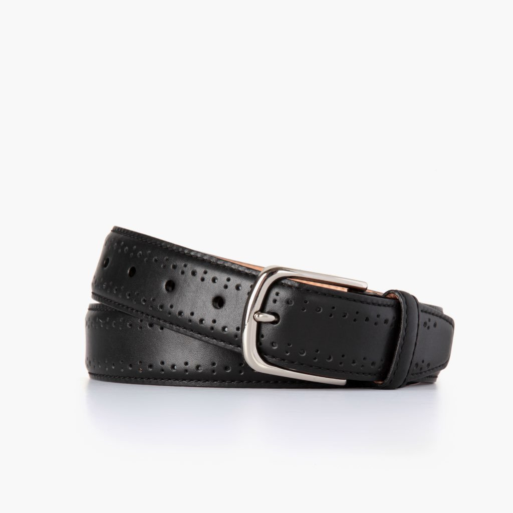 Thursday Brogue Leather Men\'s Belts Black | AU311FDN