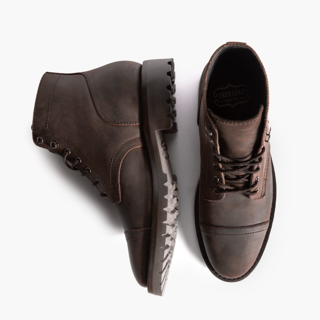 Thursday Captain Leather Classic Men's Lace Up Boots Coffee | AU47KOR