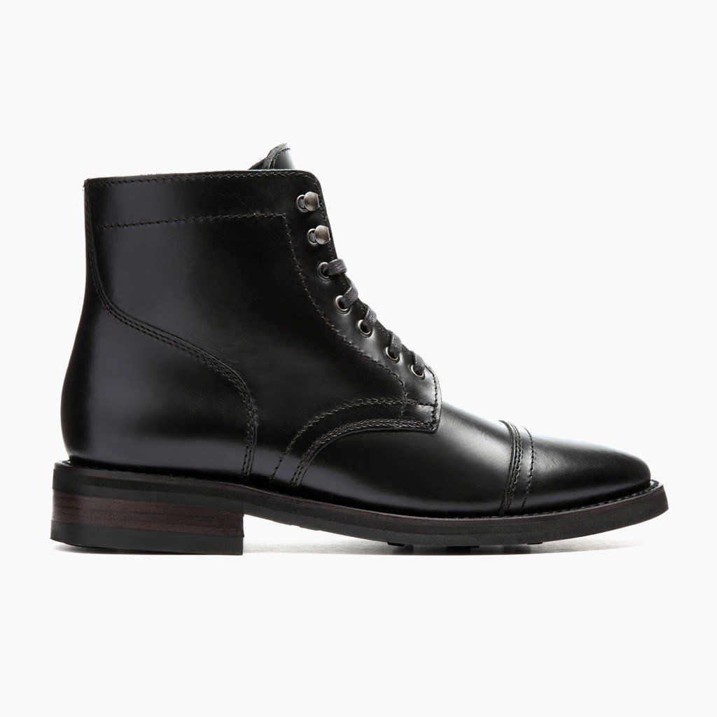 Thursday Captain Leather Men's Lace Up Boots Black | AU4OKI