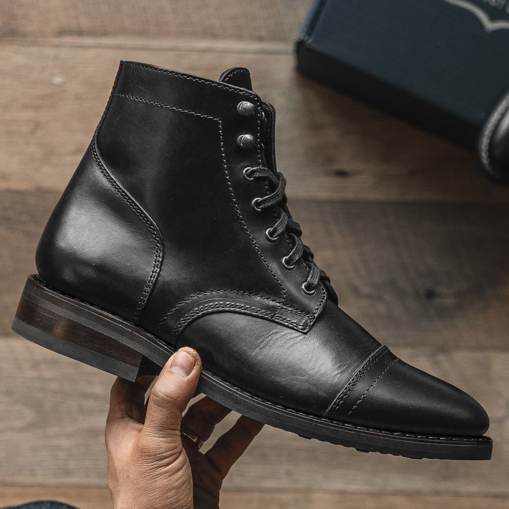 Thursday Captain Leather Men's Lace Up Boots Black | AU4OKI