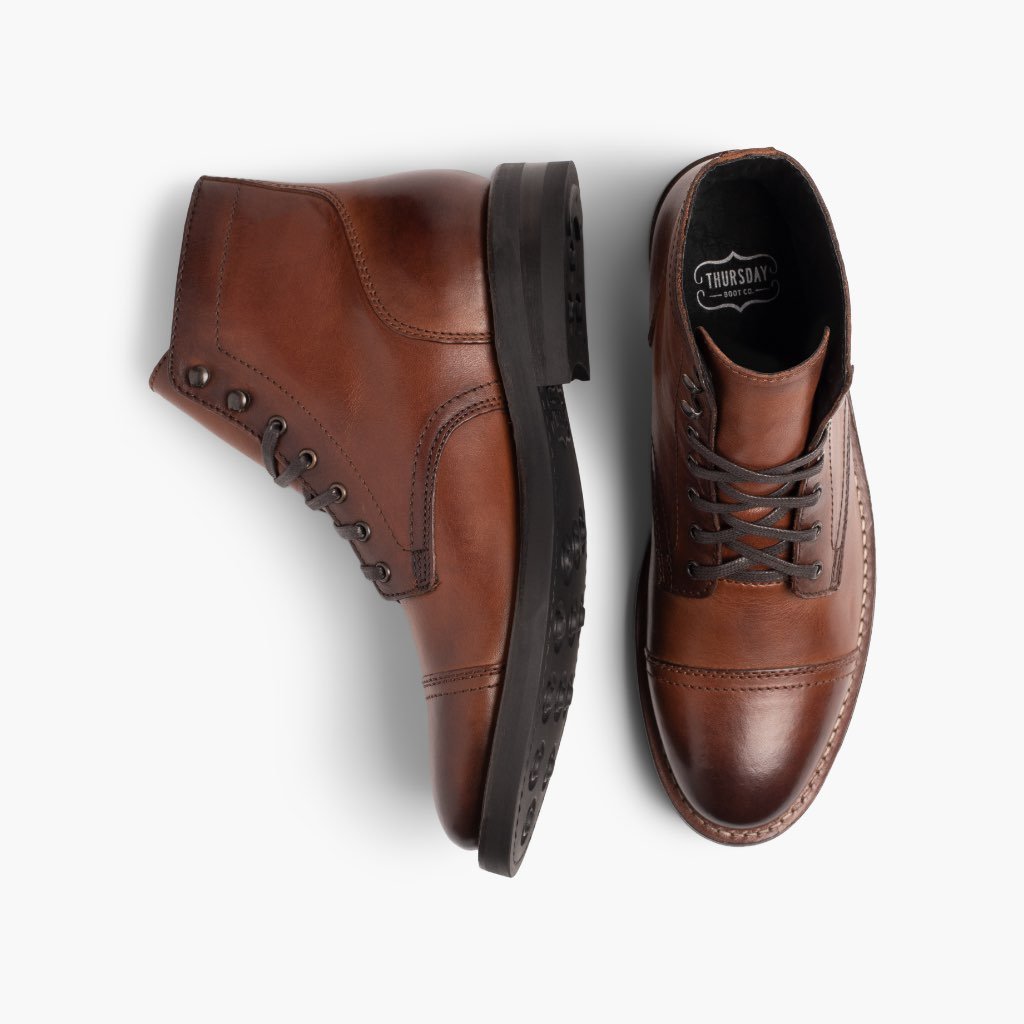 Thursday Captain Leather Rugged & Resilient Men's Lace Up Boots Coffee | AU44XYU