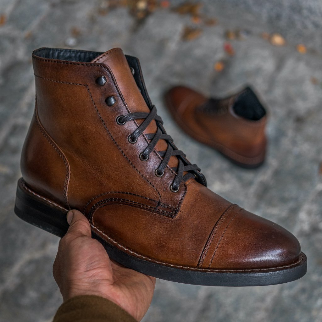 Thursday Captain Leather Rugged & Resilient Men's Lace Up Boots Coffee | AU44XYU