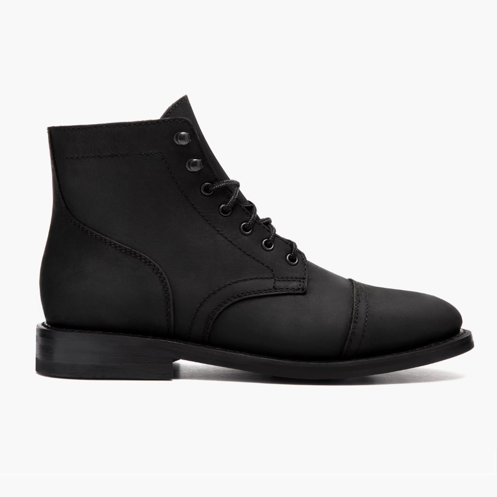 Thursday Captain Leather Suede Men's Lace Up Boots Black | AU425RVD