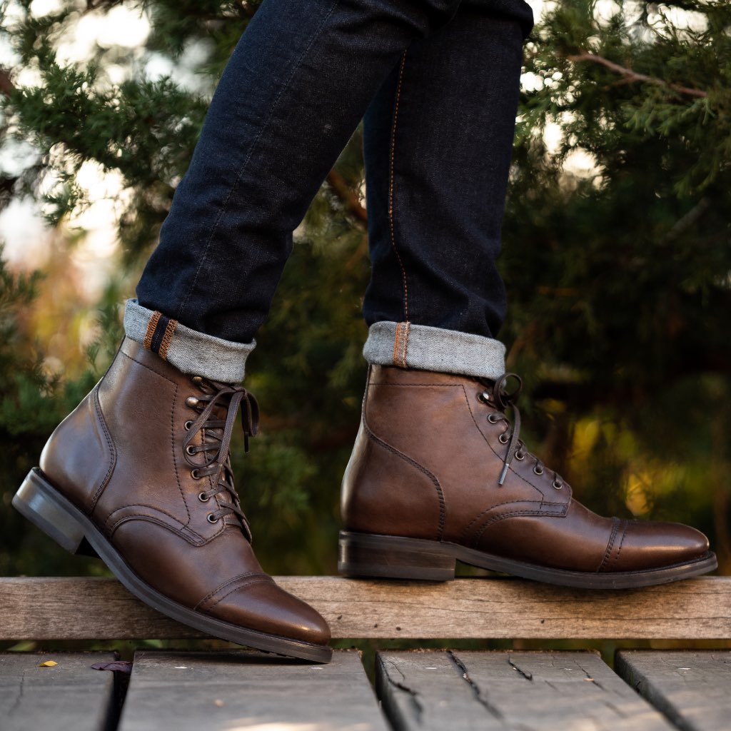 Thursday Captain Leather Suede Men's Lace Up Boots Coffee | AU426EBC