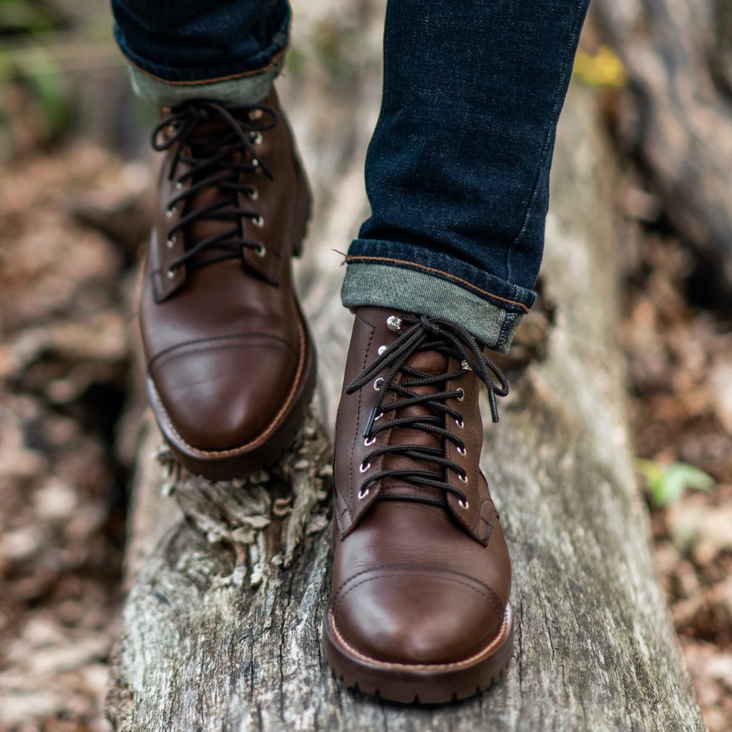 Thursday Captain Leather Suede Men's Lace Up Boots Burgundy | AU43CTV