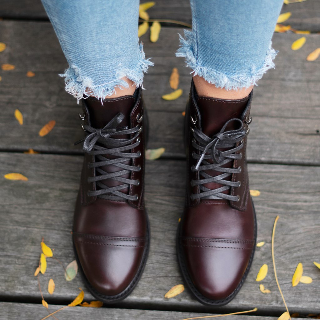 Thursday Captain Leather Women's Lace Up Boots Coffee | AU184AHK