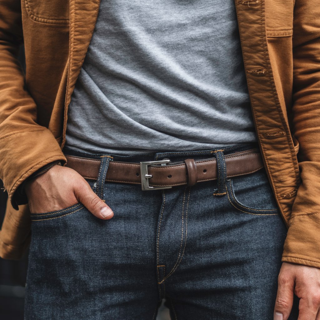 Thursday Classic Leather Rugged Men's Belts Coffee | AU304XYU