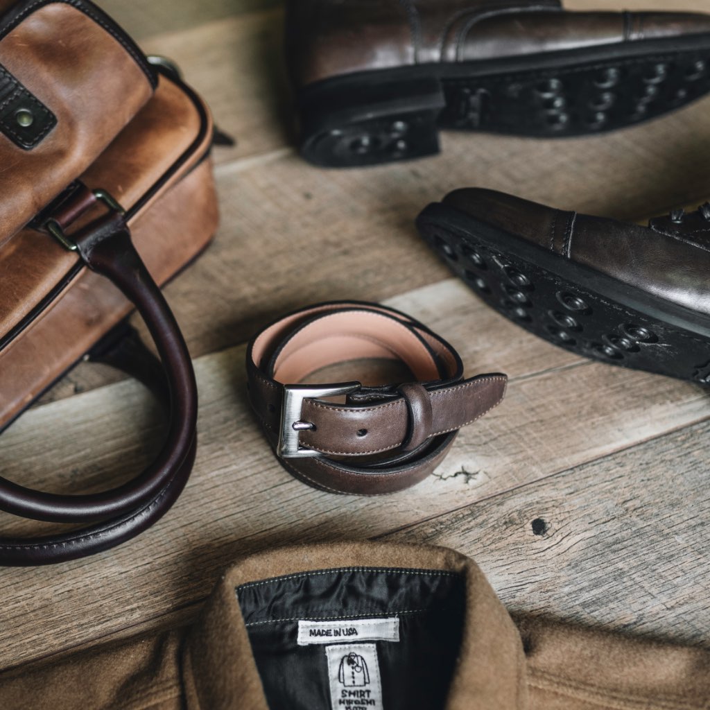 Thursday Classic Leather Rugged Men's Belts Coffee | AU304XYU