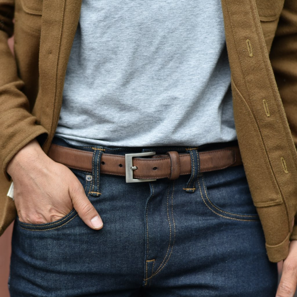 Thursday Classic Leather Rugged Men's Belts Brown | AU305ZUT