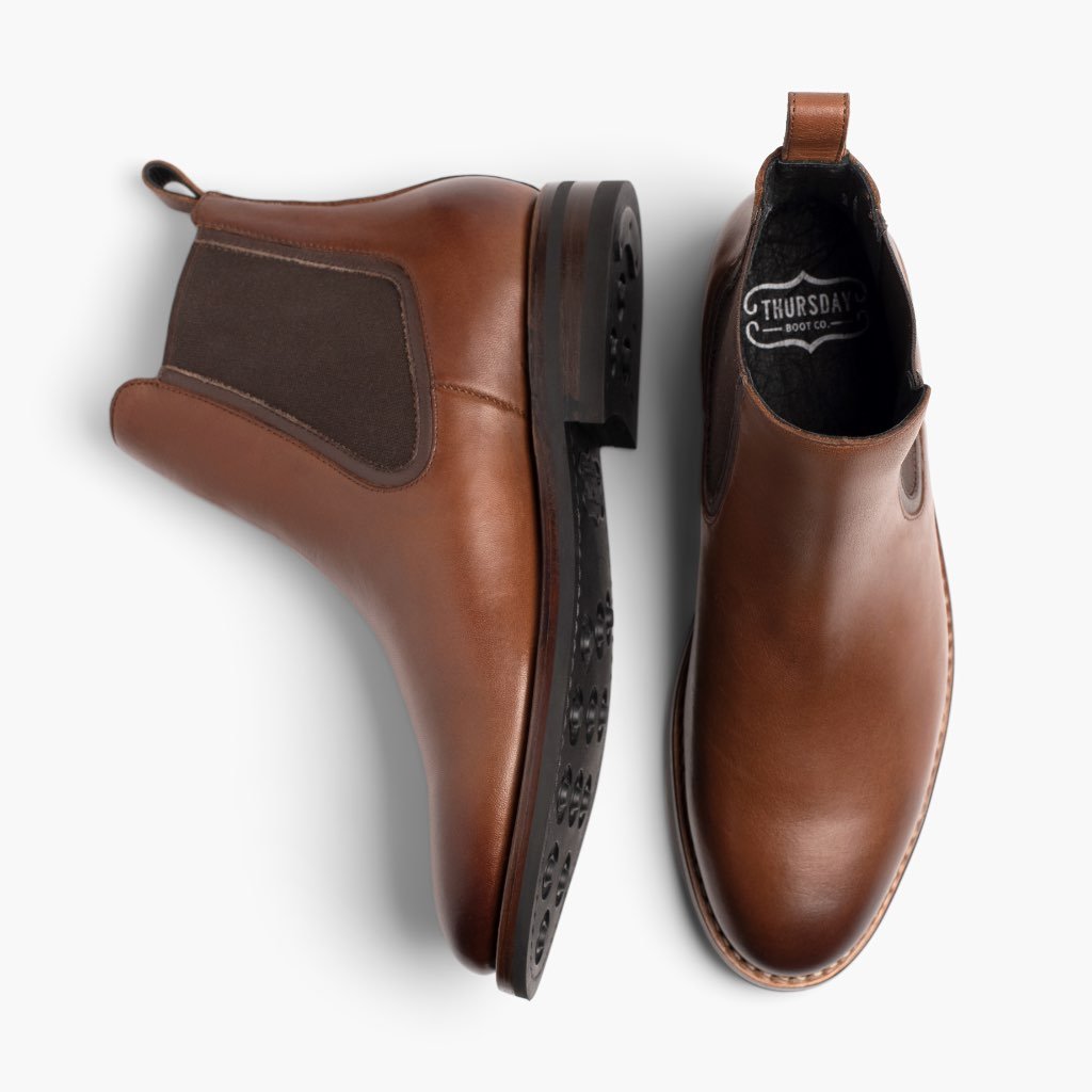 Thursday Duke Leather Men's Chelsea Boots Brown | AU92NWY