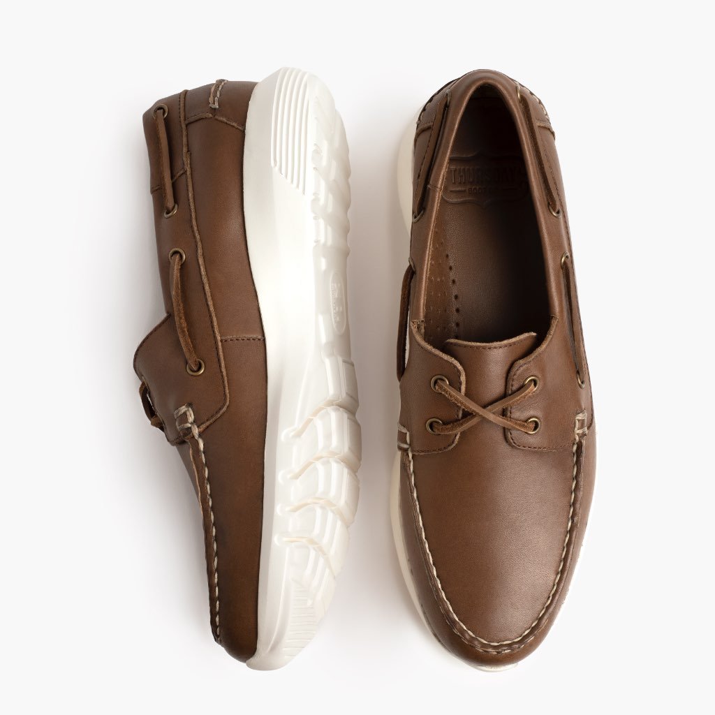 Thursday Handsewn Runner Leather Men's Boat Shoes Coffee | AU364DFM