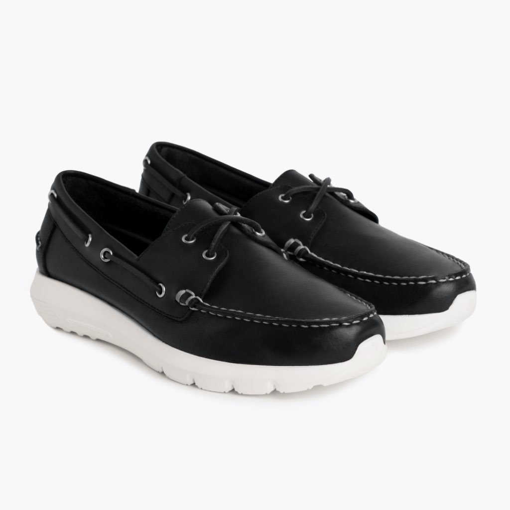 Thursday Handsewn Runner Leather Men\'s Boat Shoes Black | AU365AUL