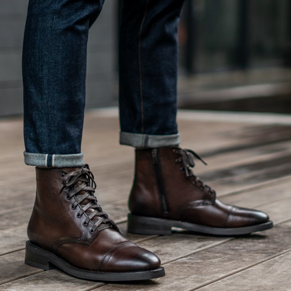 Thursday Major Leather Men's Lace Up Boots Coffee | AU408XYU