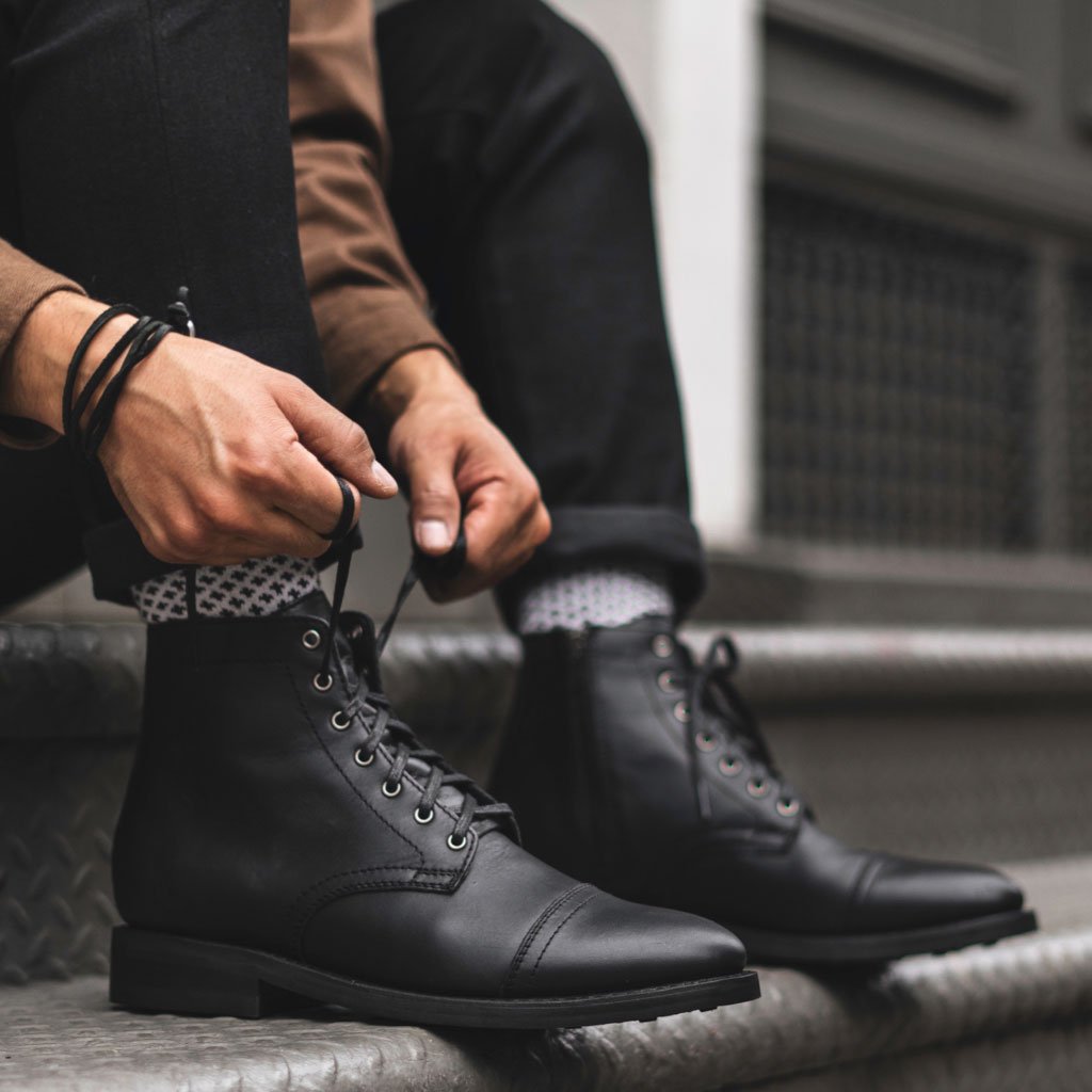 Thursday Major Leather Men's Lace Up Boots Black | AU40NWY