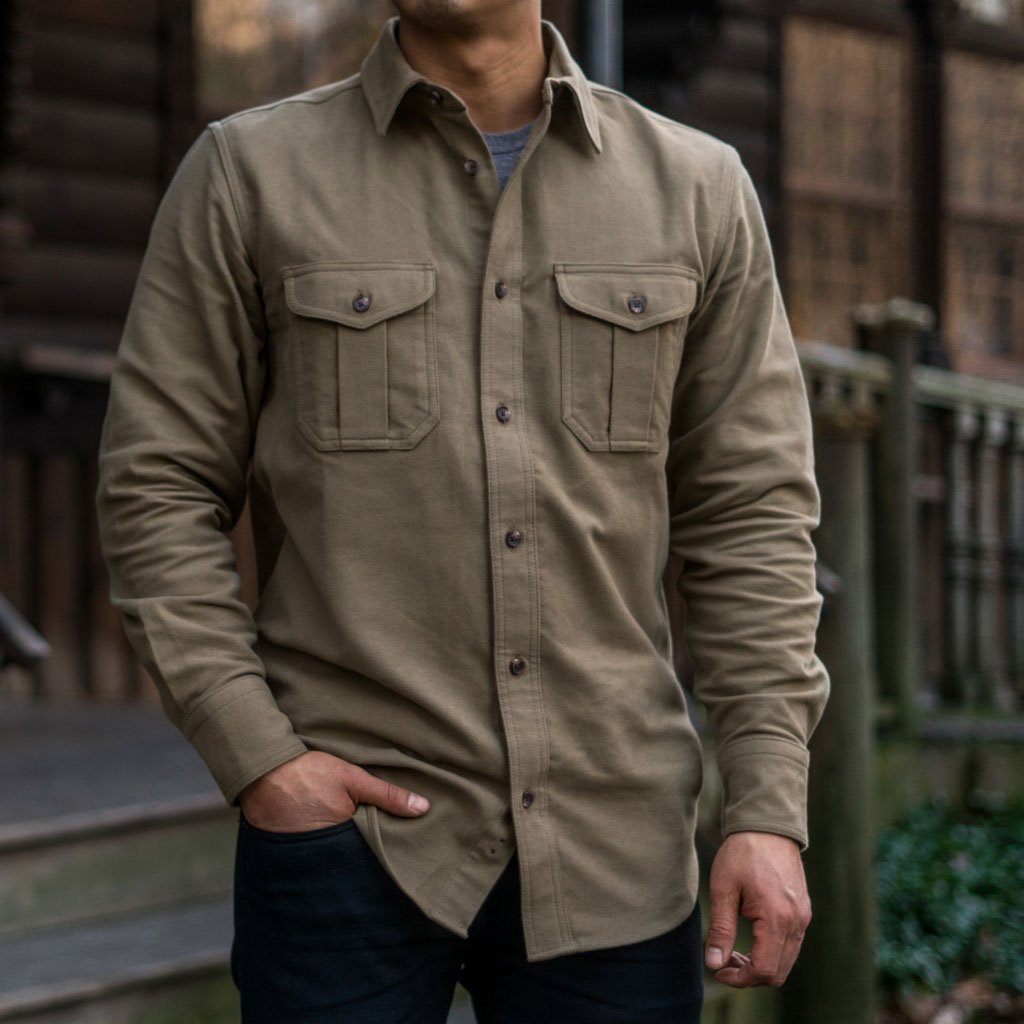 Thursday Moleskin Seattle Suede Men's Shirts Green | AU317ILH