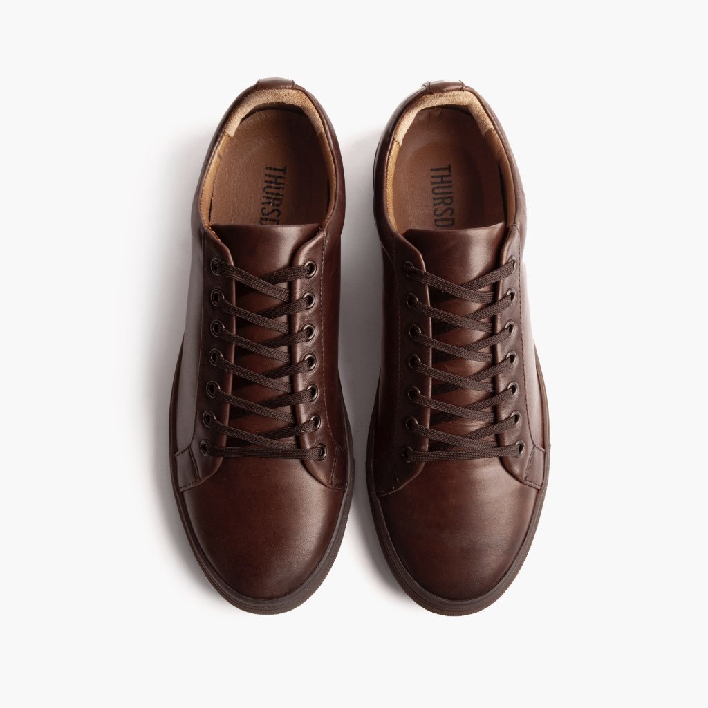 Thursday Premier Low Tops Leather Men's Sneakers Coffee | AU375WNB