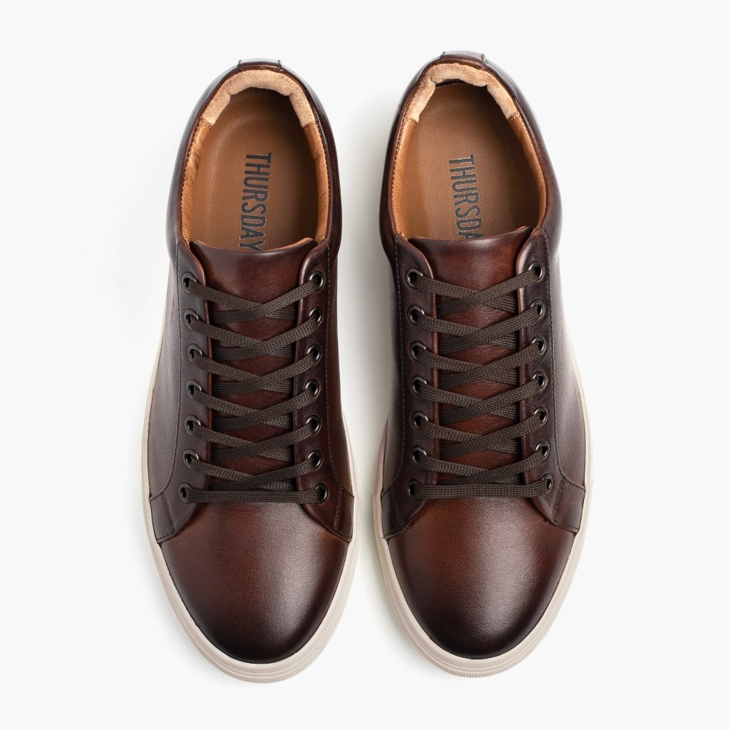 Thursday Premier Low Tops Leather Rugged & Resilient Men's Sneakers Coffee | AU371YXF