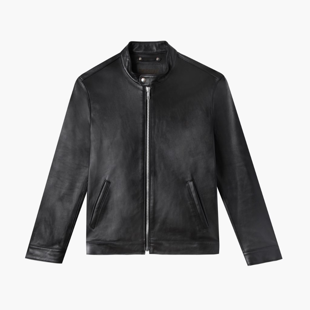 Thursday Racer Leather Men's Jackets Black | AU330XYU