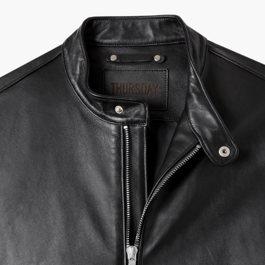 Thursday Racer Leather Men's Jackets Black | AU330XYU