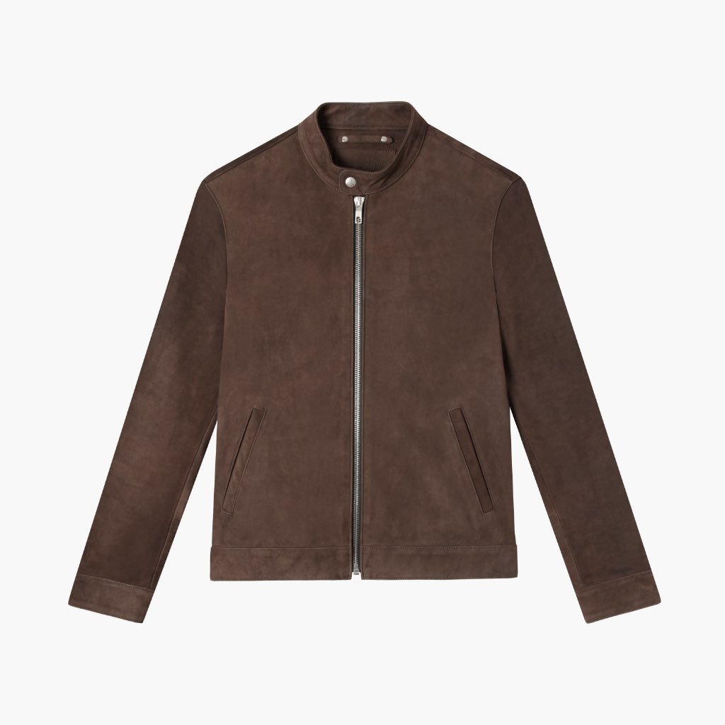 Thursday Racer Leather Men's Jackets Coffee | AU331ZUT