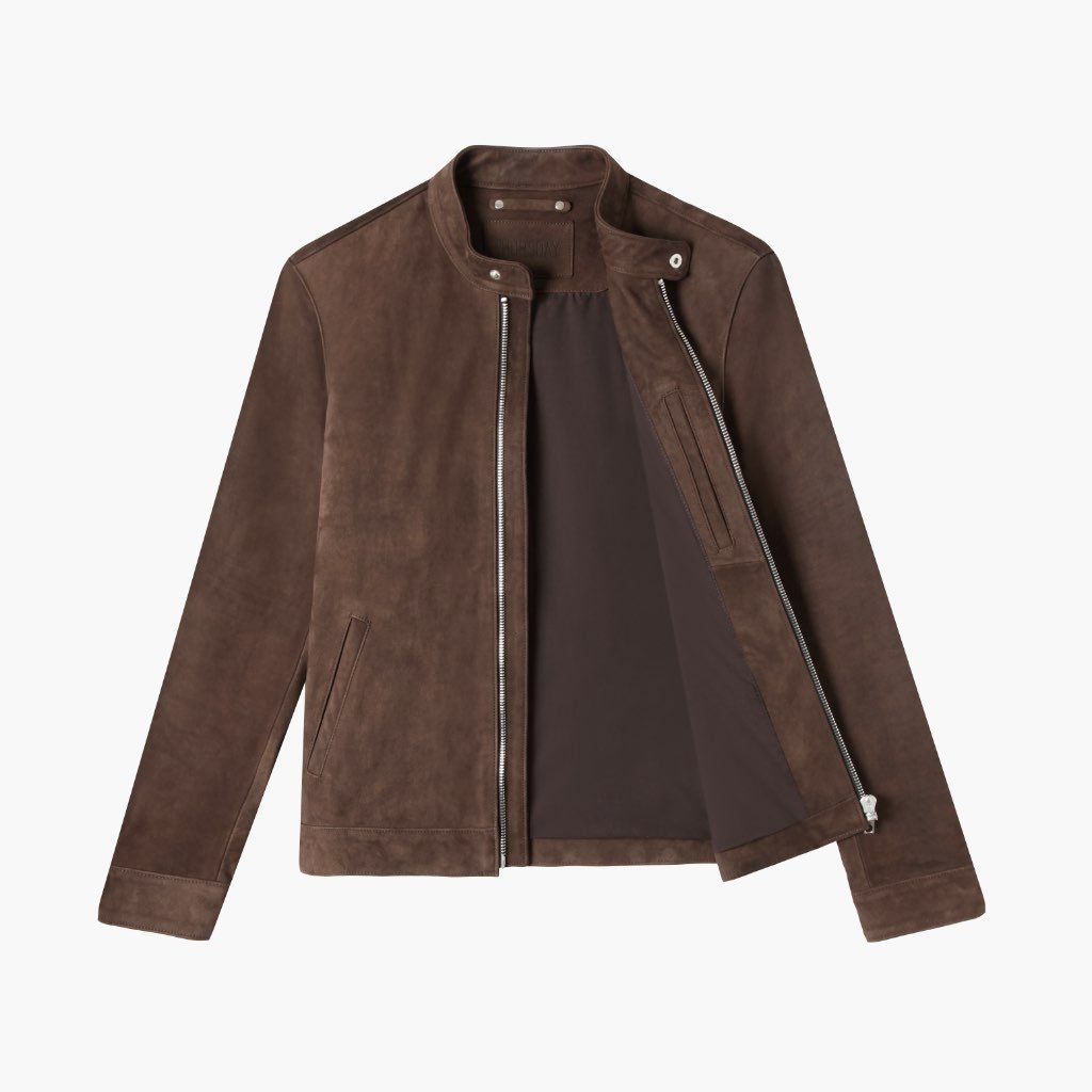 Thursday Racer Leather Men's Jackets Coffee | AU331ZUT