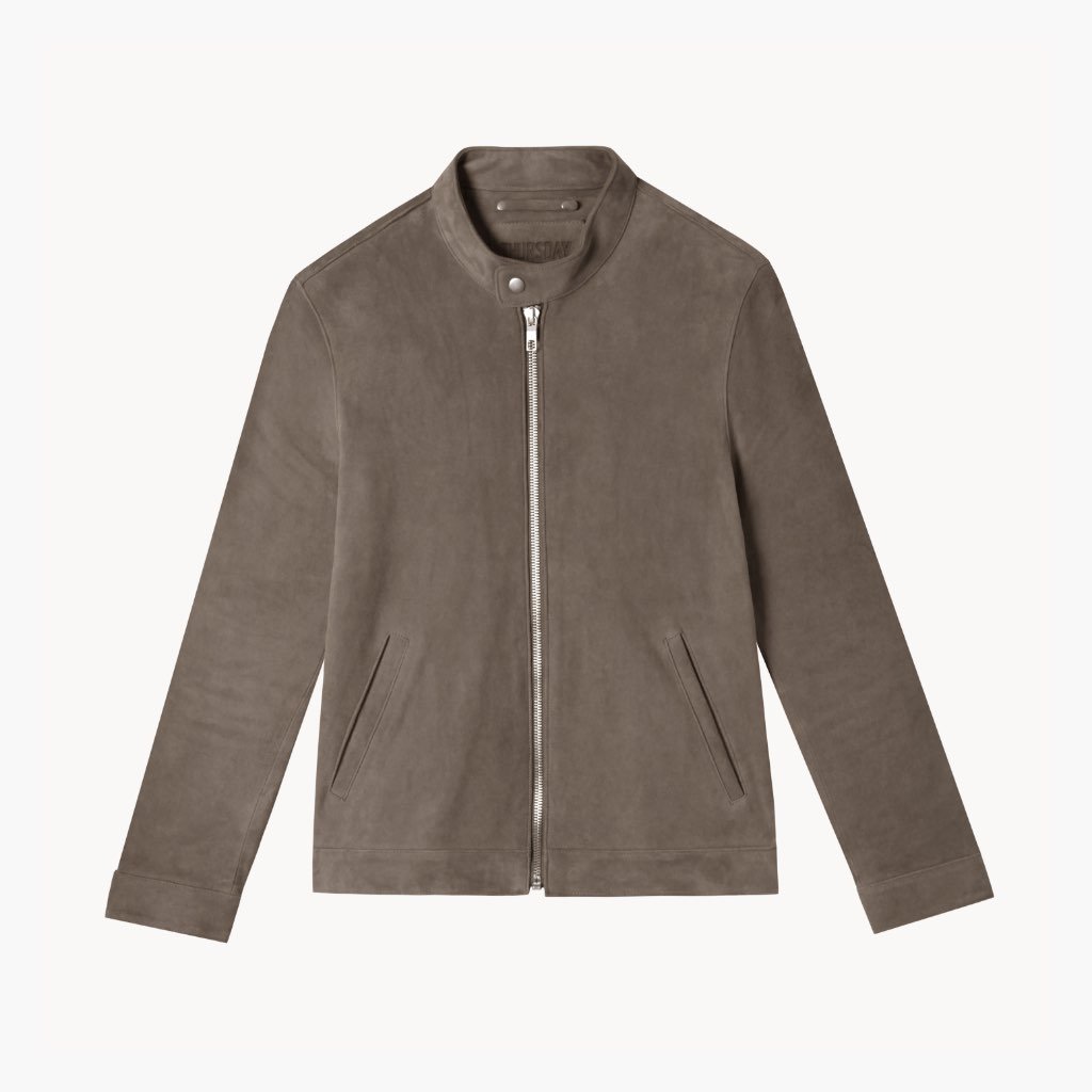 Thursday Racer Suede Men's Jackets Taupe | AU329CTV