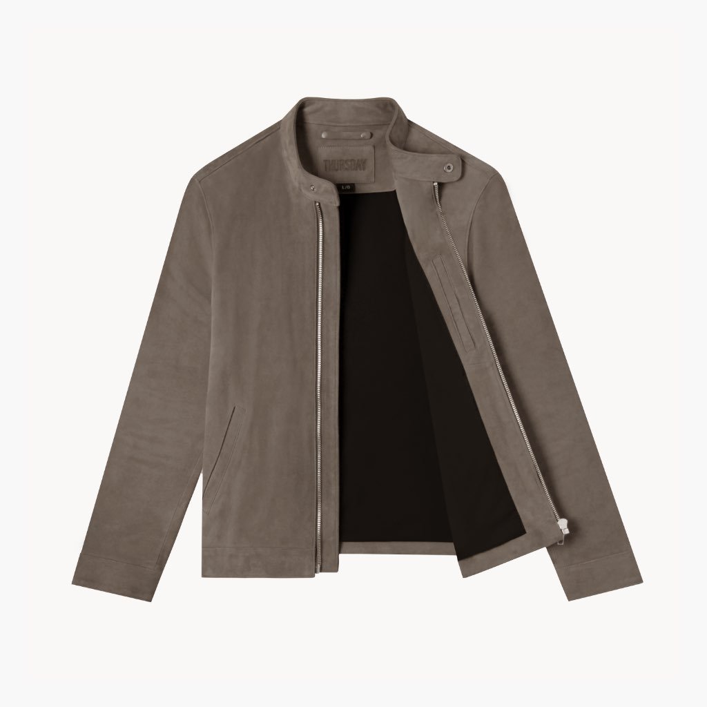 Thursday Racer Suede Men's Jackets Taupe | AU329CTV