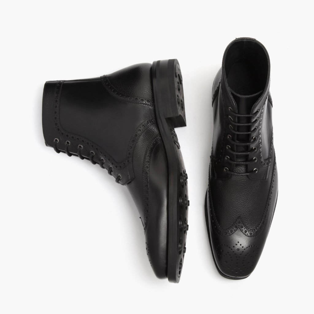 Thursday Wingtip Leather Men's Lace Up Boots Black | AU390DFM56