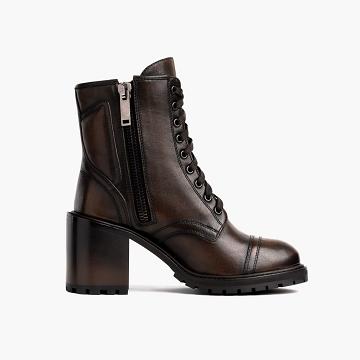 Thursday Boots Rebel Leather Women's High Heels Brown | AU18XYU