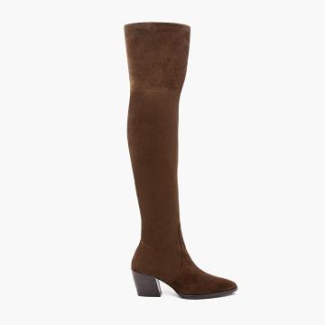 Thursday Boots Tempest Suede Women's High Heels Brown | AU189YXF