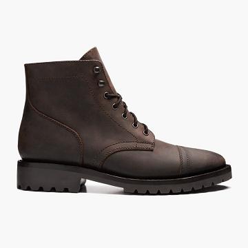 Thursday Captain Leather Classic Men's Lace Up Boots Coffee | AU47KOR