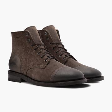 Thursday Captain Leather Classic Rugged & Resilient Men's Boots Olive | AU390DFM48