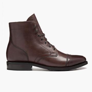 Thursday Captain Leather Classic Women's Lace Up Boots Coffee | AU181FDN