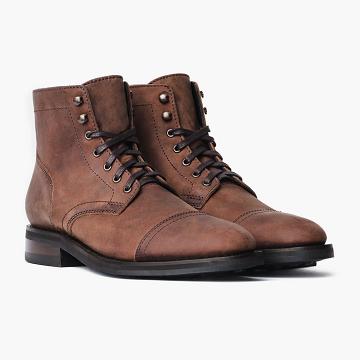 Thursday Captain Leather Men's Lace Up Boots Coffee | AU52DFM