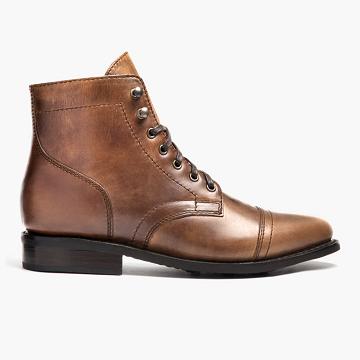 Thursday Captain Leather Rugged & Resilient Women's Lace Up Boots Black / Coffee | AU178JPQ