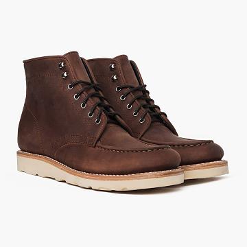 Thursday Diplomat Leather Men's Lace Up Boots Coffee | AU419PJJ