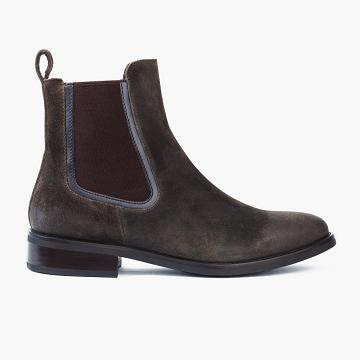 Thursday Duchess Suede Women's Chelsea Boots Dark / Olive | AU21KOR