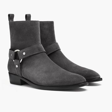 Thursday Harness Suede Men's Chelsea Boots Grey | AU87RVD