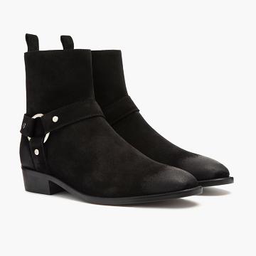 Thursday Harness Suede Men's Chelsea Boots Black | AU88EBC