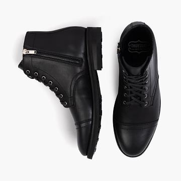 Thursday Major Leather Men's Lace Up Boots Black | AU40NWY