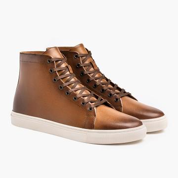 Thursday Premier High Tops Leather Men's Sneakers Gold | AU380VRW