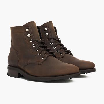 Thursday President Leather Men's Lace Up Boots Coffee | AU404NWY