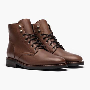 Thursday President Leather Men's Lace Up Boots Brown | AU405BEX