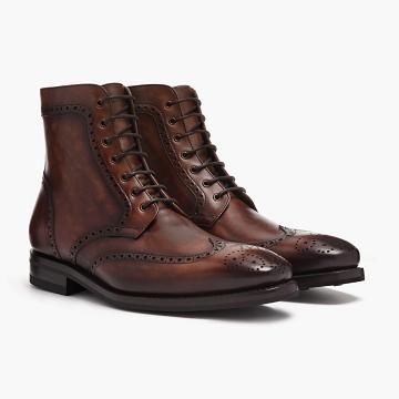 Thursday Wingtip Leather Men's Lace Up Boots Brown | AU390DFM55