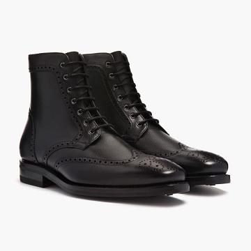 Thursday Wingtip Leather Men's Lace Up Boots Black | AU390DFM56